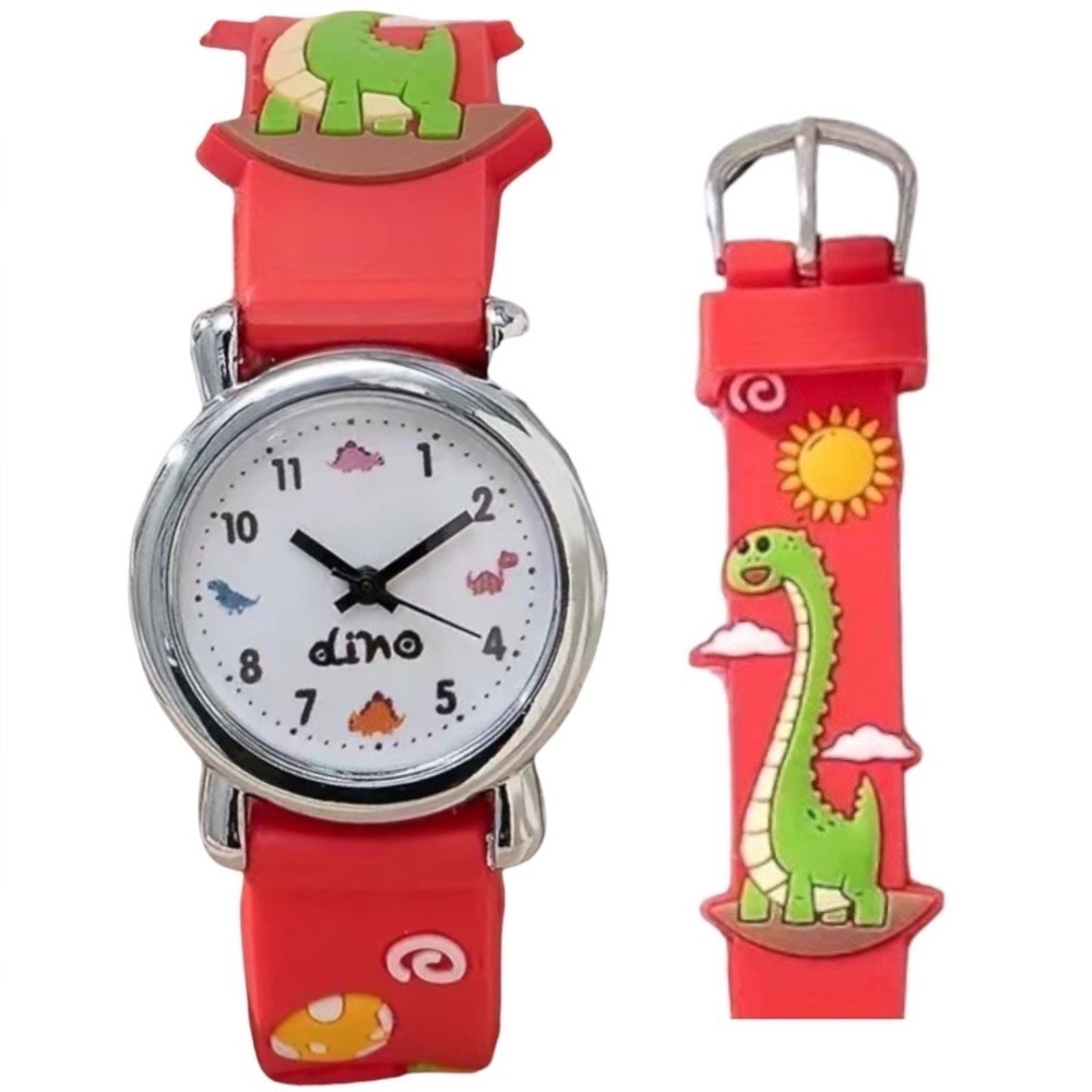 Watch Dinosaur Dino Youth Quartz Silicone Colorful Buckle Band Analog